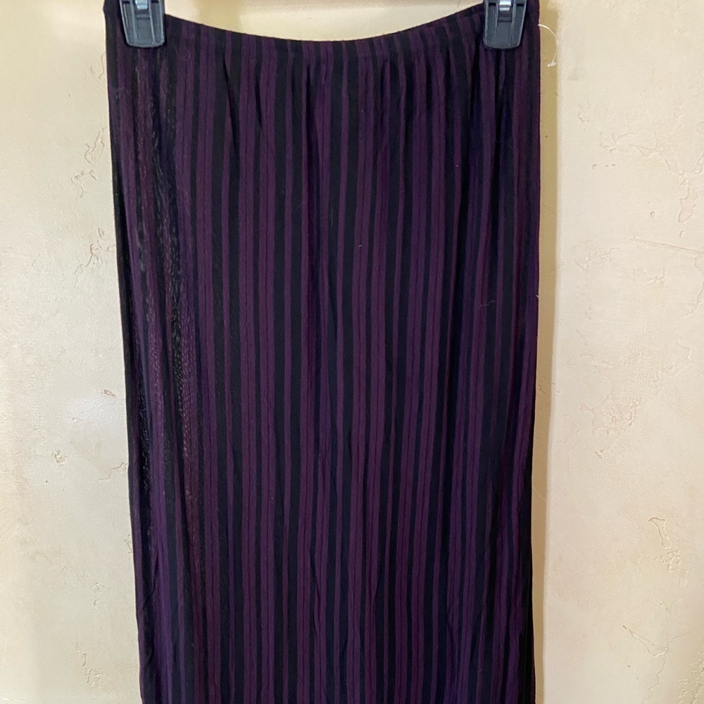 Sz S Hard Tail New Straight Soft Maxi Skirt in Black/Grape Stripes Rayon Blend - Picture 3 of 6